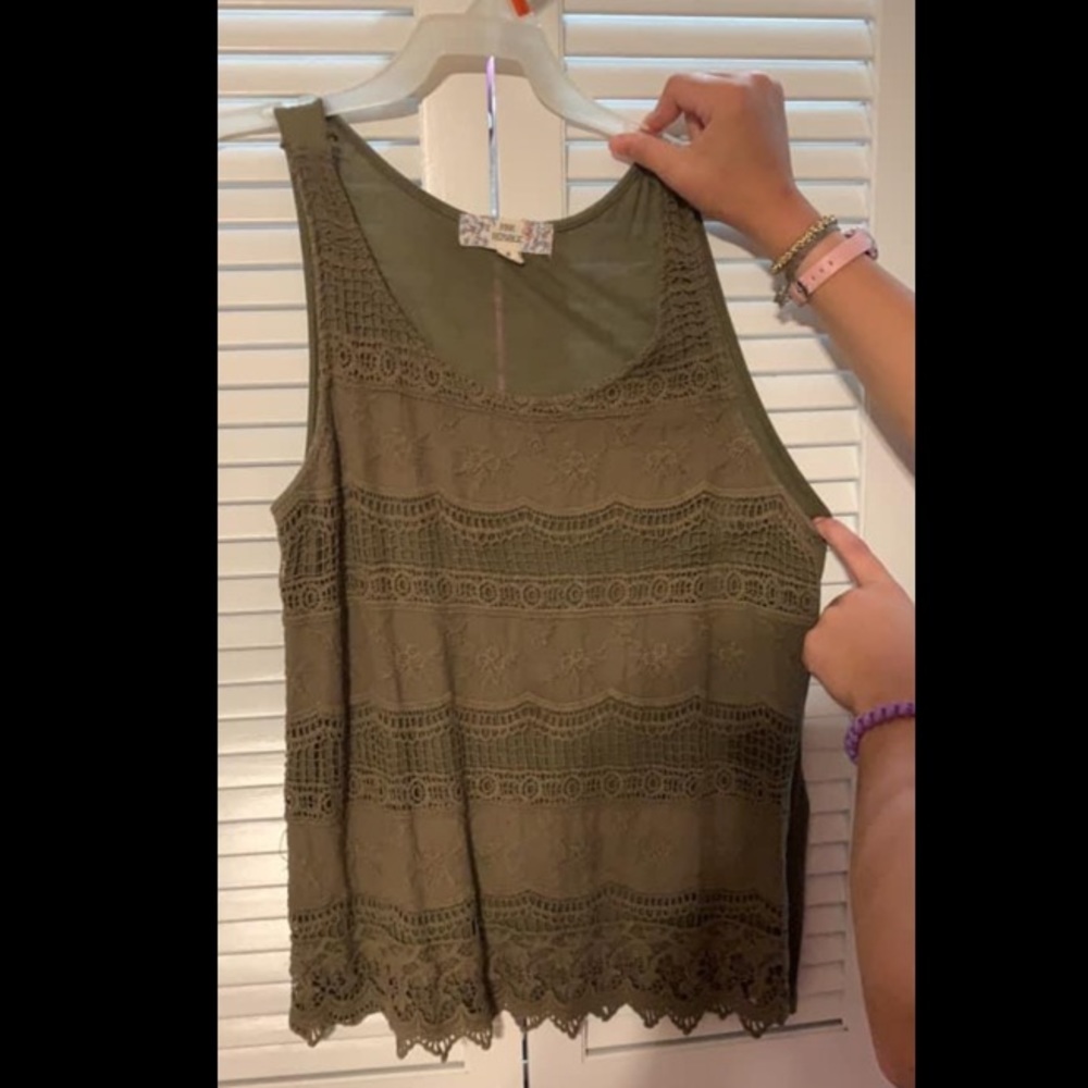 Olive green lace tank